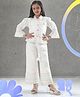 Sweety NX Cotton Blend Woven Three Fourth Sleeves Polka Dots Printed Top & Pant Set - Off White