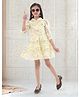 Sweety NX Cotton Woven Three Fourth Sleeves Floral Printed & Applique Detailed Dress - Yellow