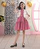 Sweety NX Cotton Blend Woven Solid Tiered Dress With Half Sleeves Beads Embellished Floral Applique Detailed & Printed Jacket - Pink
