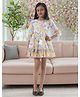 Sweety NX Cotton Blend Woven Three Fourth Sleeves Floral  Printed & Applique Detailed Dress - Multi Colour