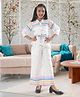 Sweety NX Cotton Blend Woven Three Fourth Sleeves Striped & Polka Dots Printed Top & Pants  Set - White