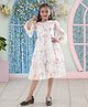 Sweety NX Cotton Blend Woven Three Fourth Sleeves Floral Printed & Applique Detailed Dress - Peach