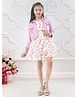 Sweety NX Cotton Blend Woven Floral Printed Dress With Full Sleeves Applique Detailed Jacket - Lavender