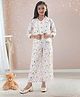 Sweety NX Cotton Blend Woven Solid Top & Palazzo Set With Three Fourth Sleeves Geometric Printed Jacket - White