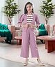 Sweety NX Cotton Blend Woven Chevron Embroidred Top & Palazzo Set With Three Fourth Sleeves Solid Jacket - Lavender