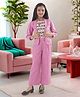 Sweety NX Cotton Blend Woven Chevron Embroidred Top & Palazzo Set With Three Fourth Sleeves Solid Jacket - Pink
