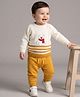 Babyoye Knit Sweater Sets with Full Sleeves and Bear Embroidery in Mustard for 0-3 Months
