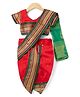 Bhartiya Paridhan Silk Woven with Half Puffed Sleeves Blouse And Zari Bordered Nauvari Saree - Red & Green