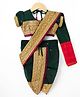 Bhartiya Paridhan Silk Woven with Half Puffed Sleeves Blouse And Floral Zari Bordered Nauvari Saree - Dark Green & Red