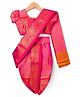 Bhartiya Paridhan Silk Woven Half Sleeves Saree & Blouse with Kolka Embroidery - Dark Pink