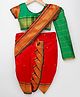 Bhartiya Paridhan Silk Woven Half Sleeves Blouse & Saree With Polka Dot Zari Work - Red