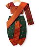 Bhartiya Paridhan Silk Woven with Half Puffed Sleeves Blouse And Zari Bordered Nauvari Saree - Dark Green & Maroon