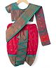Bhartiya Paridhan Silk Woven with Half Puffed Sleeves Blouse And Zari Bordered Nauvari Saree -Dark Pink