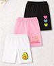 Trampoline Cotton Lycra Knit Pack Of 3 Heart Avocado & Typography Printed Cycling Shorts - Pink White & Black