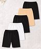 Trampoline Cotton Lycra Knit Pack Of 5 Solid Cycling Shorts - Black Beige & White