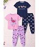 Trampoline Cotton Blend Knit Pack Of 2 Full Sleeves Butterfly & Flamingo Printed Tees & Pajamas Night Suits - Blue & Purple
