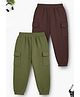 Trampoline Cotton Blend Knit Pack Of 2 Solid Cargo Style Joggers - Green & Brown