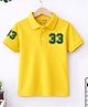 Trampoline Cotton Blend Knit Half Sleeves 33 Numeric Printed Polo Tee - Yellow
