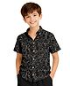 Kuchipoo Cotton Blend Knit Half Sleeves Abstract Printed Shirt - Black