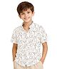 Kuchipoo Cotton Blend Knit Half Sleeves Abstract Printed Shirt - White & Brown