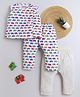 BAATCHEET Cotton Woven Sleeveless Elephant Printed Coordinating Jhabla & Pajamas Set - White