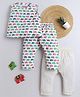 BAATCHEET Cotton Woven Sleeveless Elephant Printed Coordinating Jhabla & Pajamas Set - White