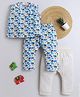 BAATCHEET Cotton Woven Sleeveless Elephant Printed Coordinating Jhabla & Pants Set - Blue