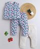 BAATCHEET Cotton Woven Sleeveless Elephant Printed Coordinating Jhabla & Pajamas Set - Blue