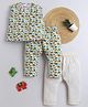 BAATCHEET Cotton Woven Sleeveless Elephant Printed Coordinating Jhabla & Pajamas Set - Green