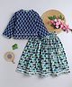 BAATCHEET Cotton Woven Three Fourth Sleeves Ethnic Motifs Printed Gota Lace Embellished Lehenga Choli Set - Blue
