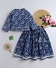 BAATCHEET Cotton Woven Three Fourth Sleeves Floral Printed Gota Lace Embellished Lehenga Choli Set - Blue