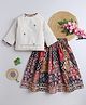 BAATCHEET Cotton Woven Three Fourth Sleeves Floral Embroidered Beads Embellished Choli & Lehenga  Set - Multi Colour