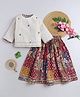 BAATCHEET Cotton Woven Three Fourth Sleeves Floral Embroidered Beads Embellished Choli & Lehenga Set - Multi Colour