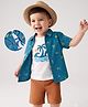 Babyhug Cotton Woven Half Sleeves Beach & Nautical Theme Printed Shirt & Shorts Set With Tee - White & Blue