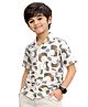Kuchipoo Cotton Blend Knit Half Sleeves Abstract Printed Shirt - White & Grey