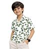 Kuchipoo Cotton Blend Knit Half Sleeves Abstract Printed Shirt - White