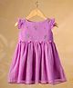 Casa Ninos Cotton Blend Woven Sleeveless Floral Embroidered Dress - Purple