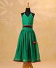 Casa Ninos Cotton Blend Woven Sleeveless Abstract Embroidered  Lehenga Choli Set - Green