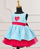 Casa Ninos Silk Woven Sleeveless Heart Patch Detailed Dress - Blue