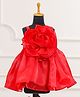 Casa Ninos Organza Woven Sleeveless Floral Embellished Dress - Red