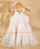 Casa Ninos Chanderi Woven Sleeveless Floral Embroidered Tiered Dress - Ivory