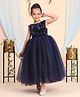 Toy Balloon Kids Satin Woven Sleeveless Sequins Embellished   Floral Applique Detailed Gown   - Navy Blue