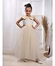 Toy Balloon Kids Net Woven Collar Design Sleeveless Embellished Flower  Applique Detailed Gown Full Length   -  Golden