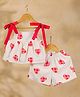 Casa Ninos Cotton Woven Sleeveless Hearts Printed Coordinating Top & Shorts Set - White