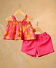 Casa Ninos Cotton Woven Sleeveless Abstract Printed Coordinating Top & Shorts Set  - Pink