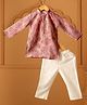 Casa Ninos Tissue Woven Full Sleeves  Abstract Printed Kurta &  Pyjama Set - Pink