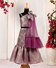 Casa Ninos Tissue Woven One Shoulder Floral Printed Lehenga Choli Set - Purple