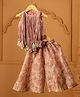 Casa Ninos Tissue Woven Sleeveless Tassels Embellished Top & Palazzo Set - Peach