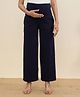 MomToBe Cotton Knit Solid Maternity Palazzo - Indigo Blue