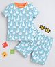 BABY NATION Cotton Knit Half Sleeves Duck Printed Coordinating Tee & Shorts Set - Blue